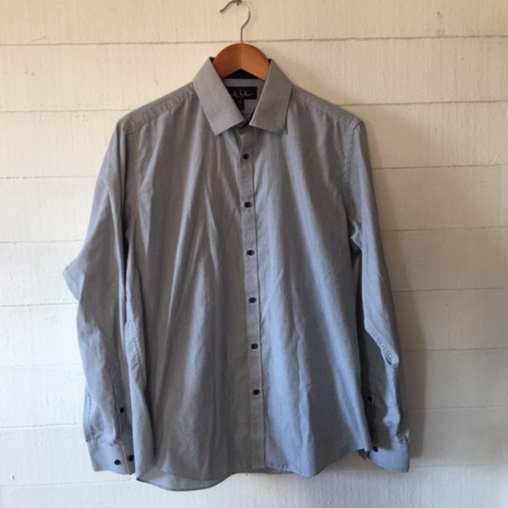 Nichole Miller Long Sleeve Modern Fit Button-up L